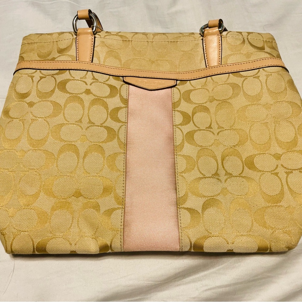 Coach pink and tan bag